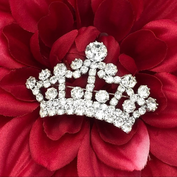 Fashion Jewelry Jewelry - Rhinestone Crown Statement Bling Silver Pin Brooch